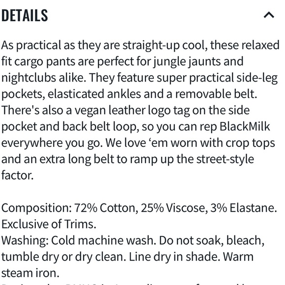 NWOT 🖤 💣 BLACK CARGO PANTS BLACKMILK BELT POCKETS SIZE 12 - Picture 8 of 16